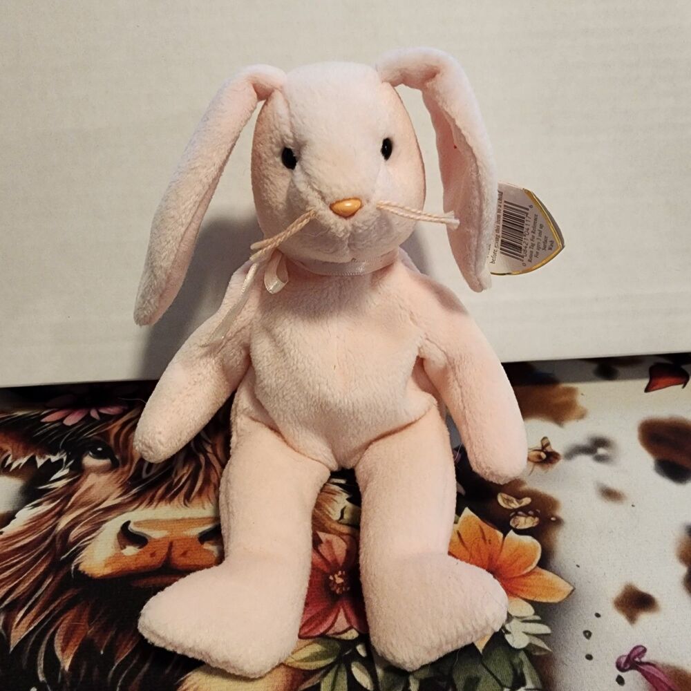 Vintage Ty Beanie Baby Hoppity The Pink Bunny 1996 PVC Pellets MWMT Style 4117